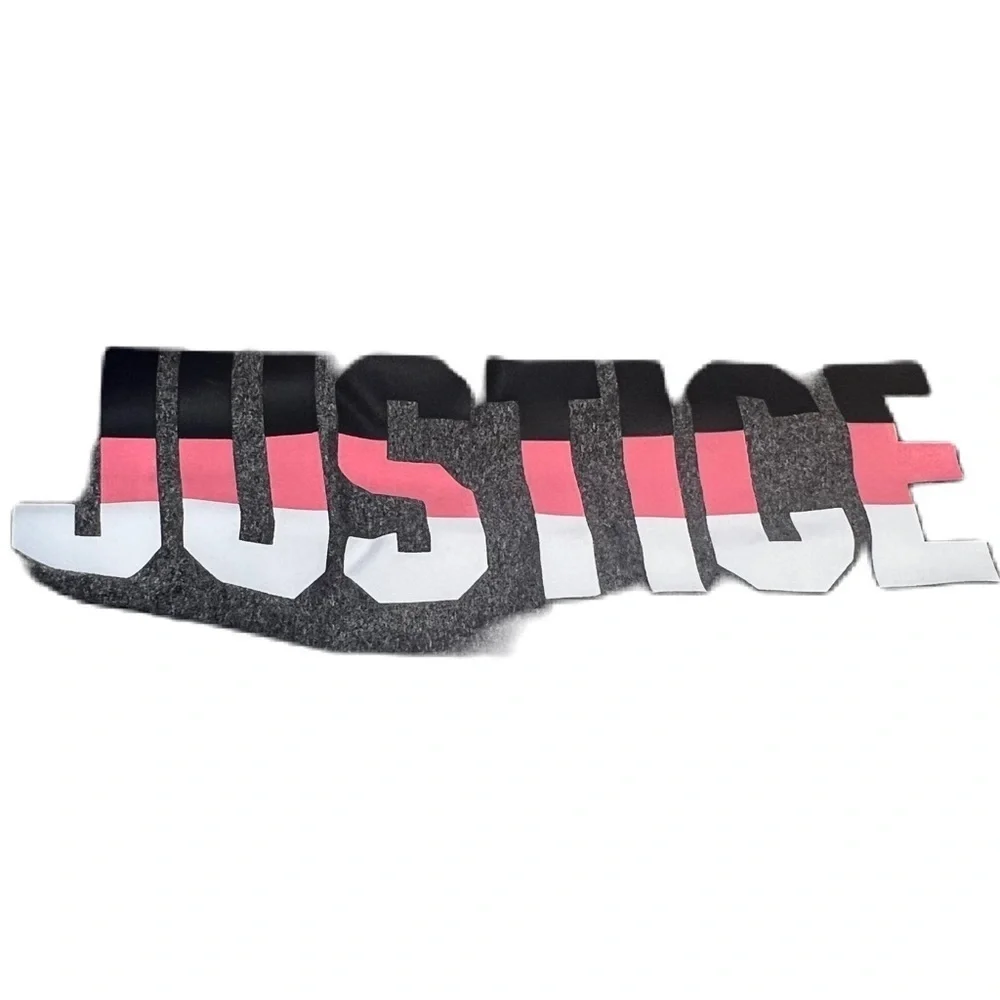 JUSTICE Active Leggings Logo Print gray Pink Sz 16